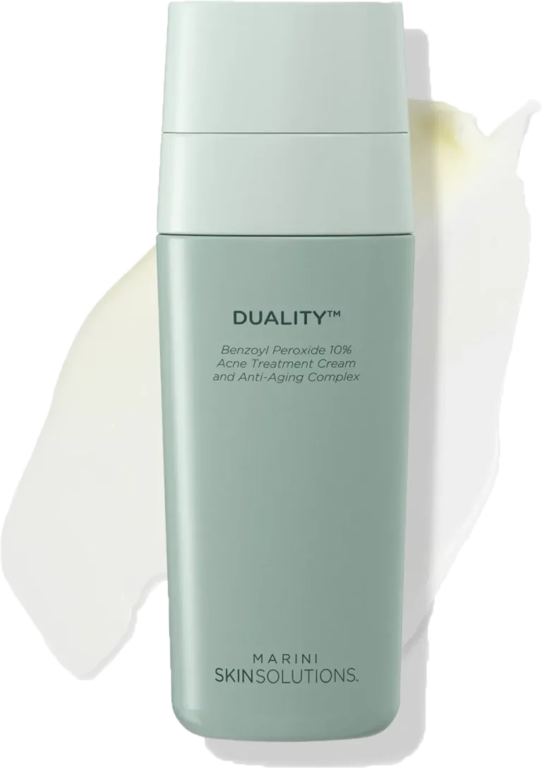 Mint green skincare lotion bottle with a white cream smear behind it.