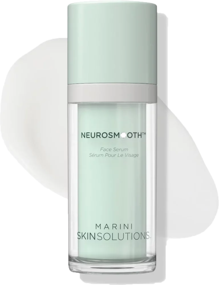 Mint green NeuroSmooth face serum bottle with a matching cap on a white background.
