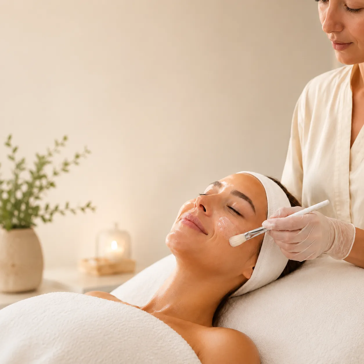Relaxing professional facial treatment