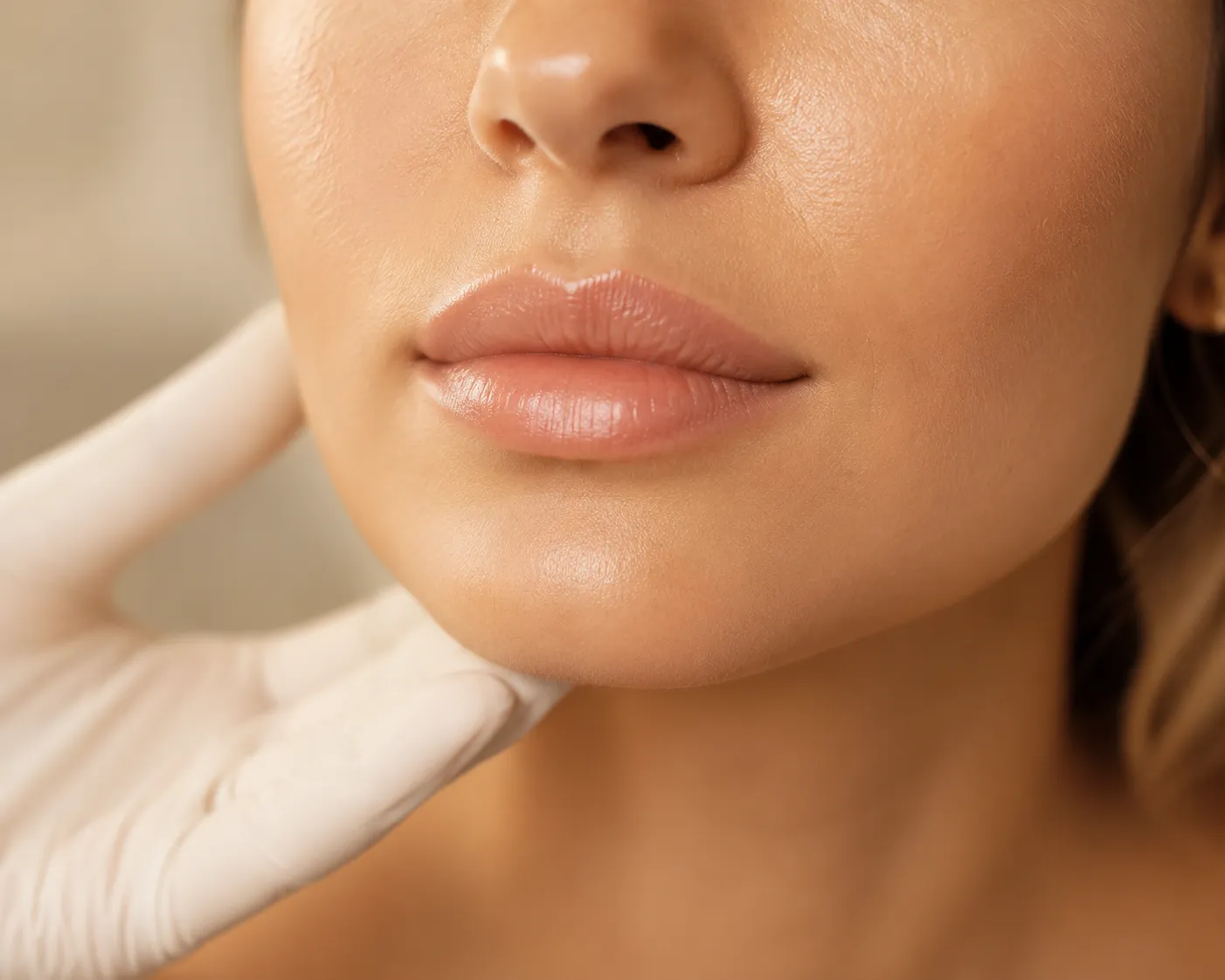 Close-up of softly defined lips
