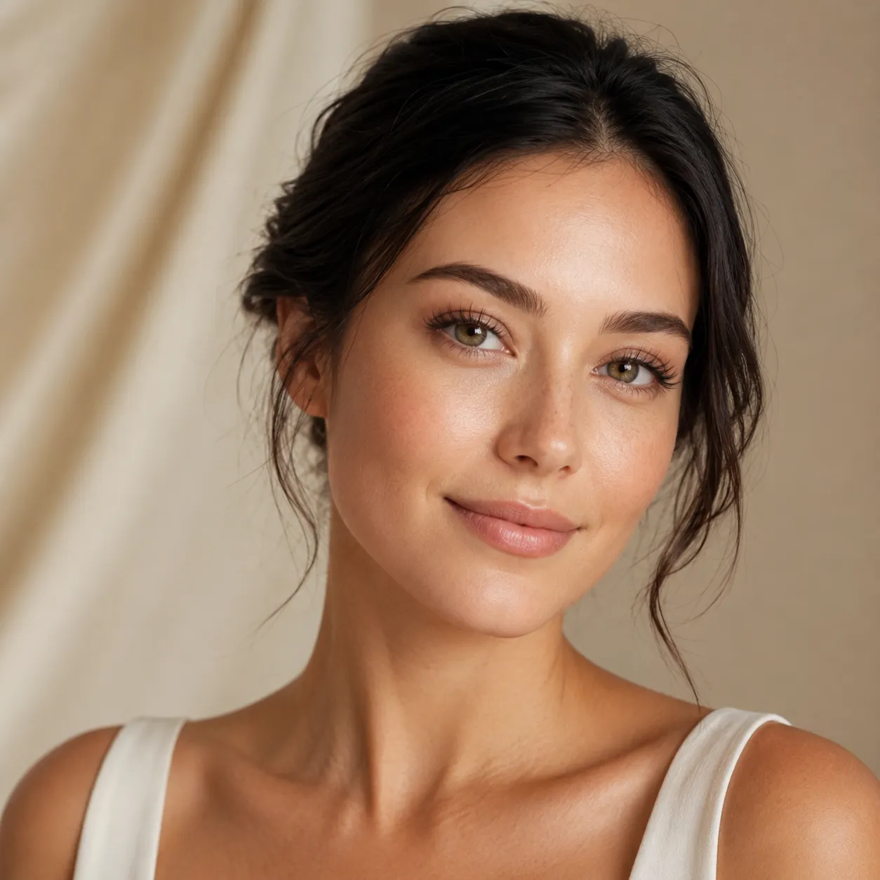 Woman with radiant natural skin