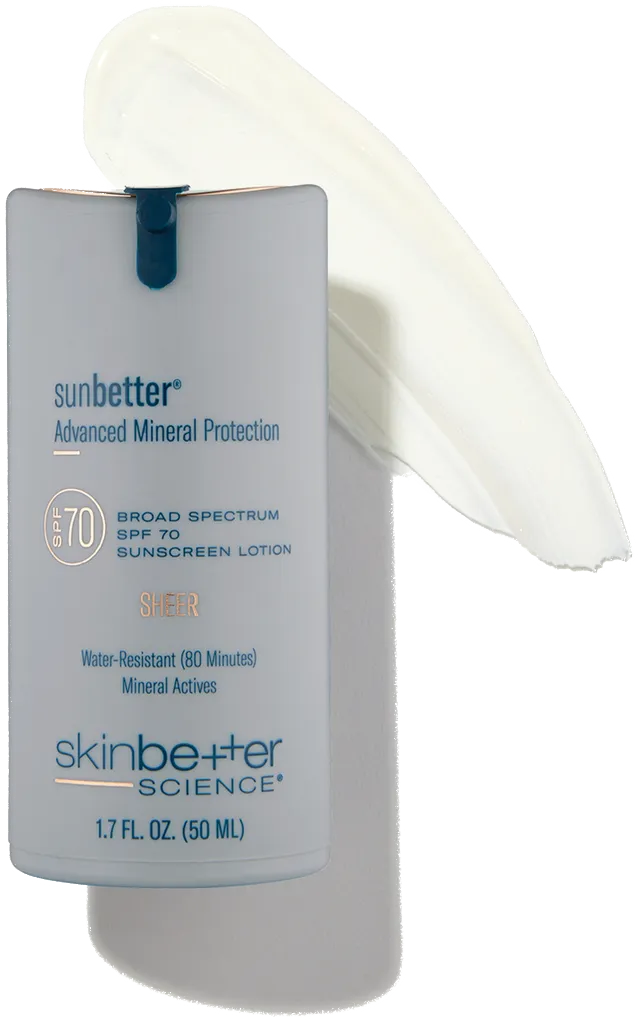 SkinBetter Science sunbetter SHEER SPF 70 Sunscreen Lotion bottle.